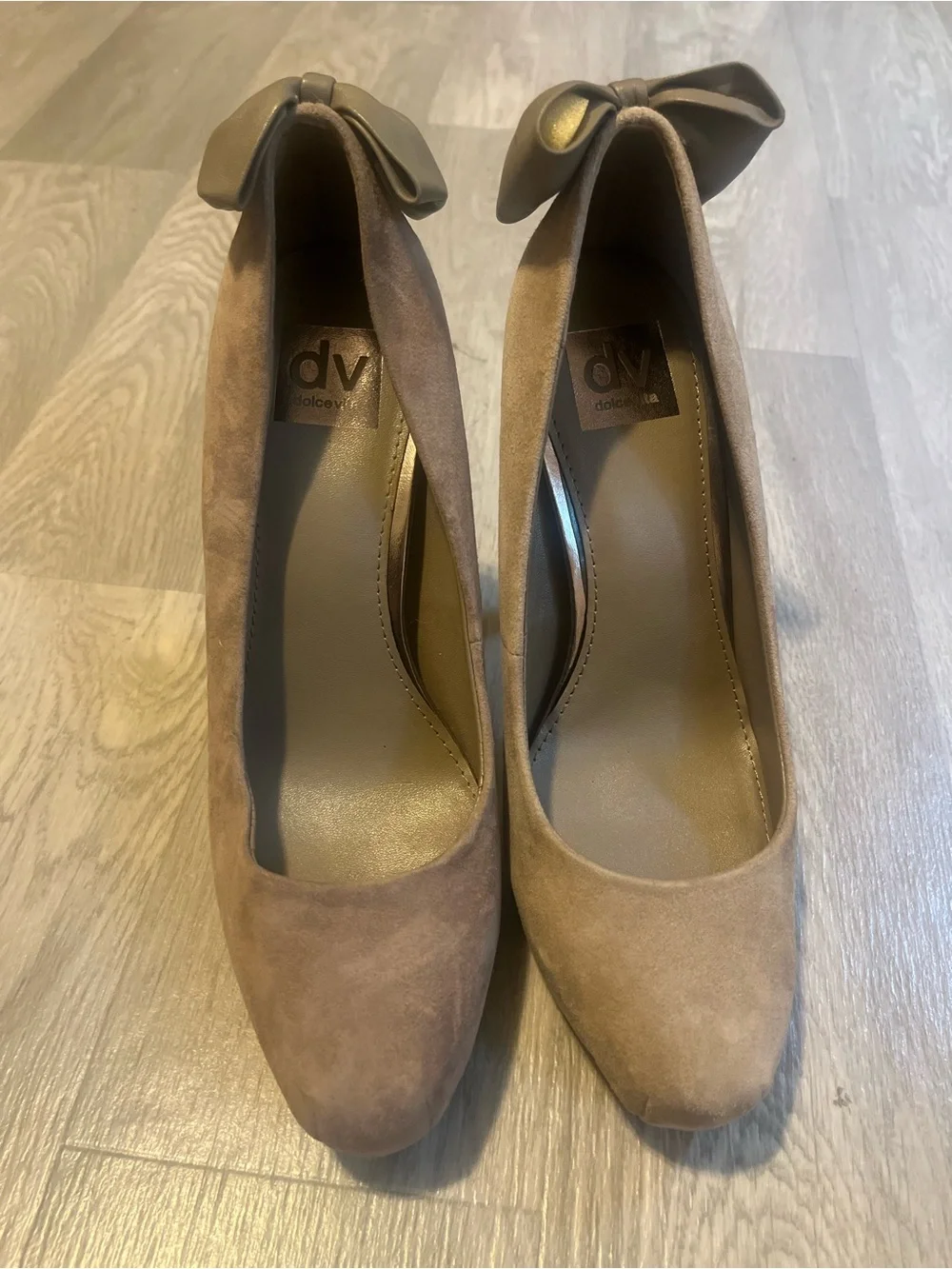 Dolce Vita Suede Bow Accent High Heel Pumps in Taupe